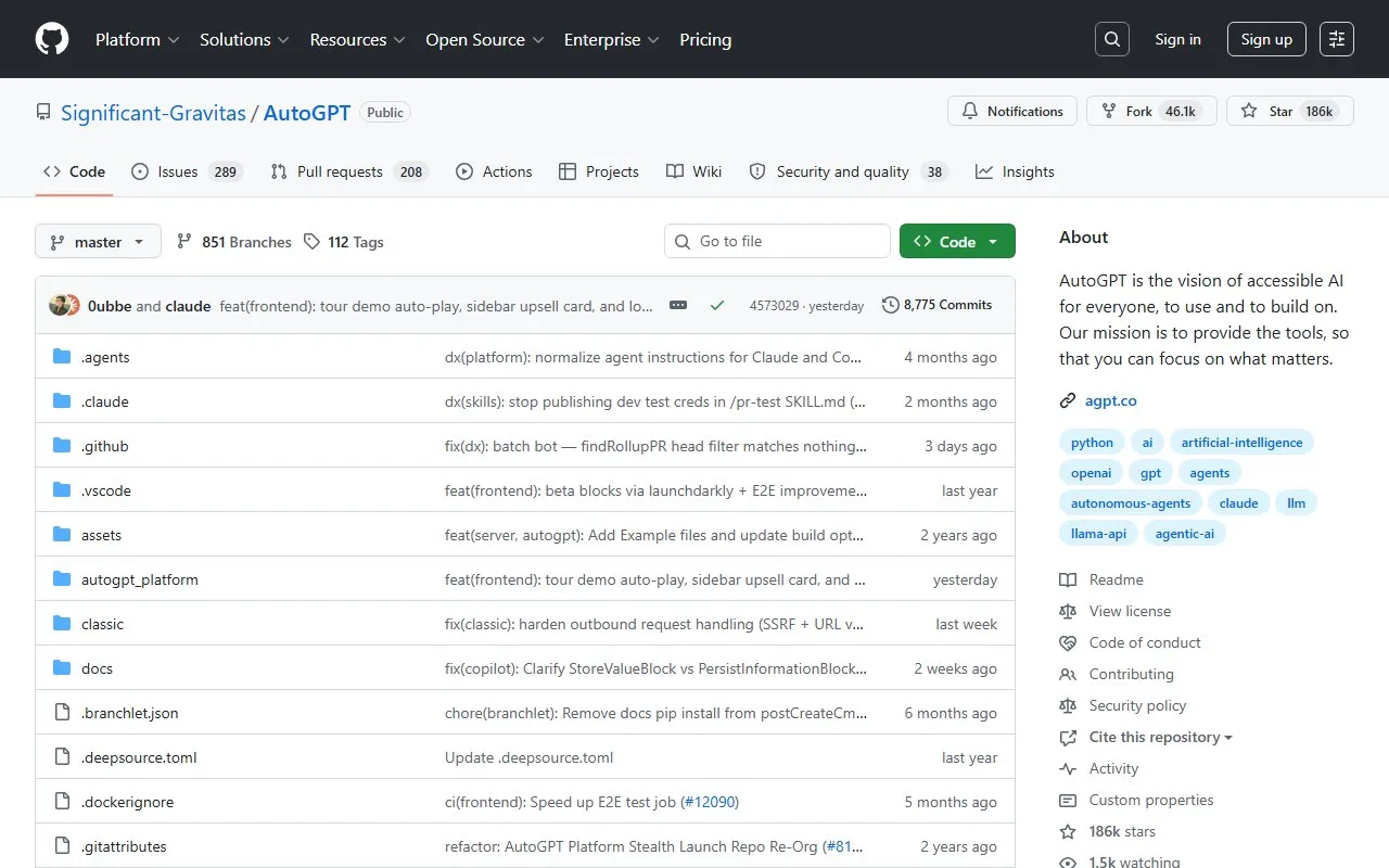 AutoGPT screenshot 1