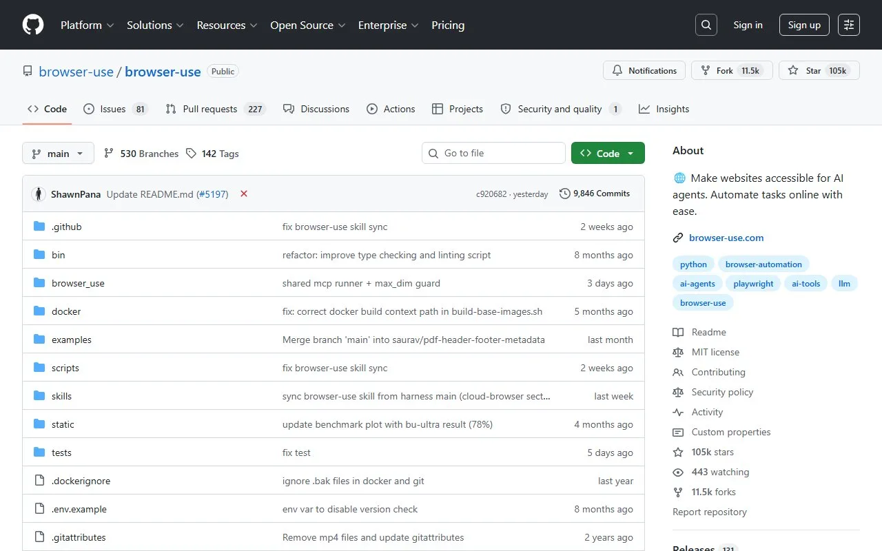 Browser Use screenshot 1