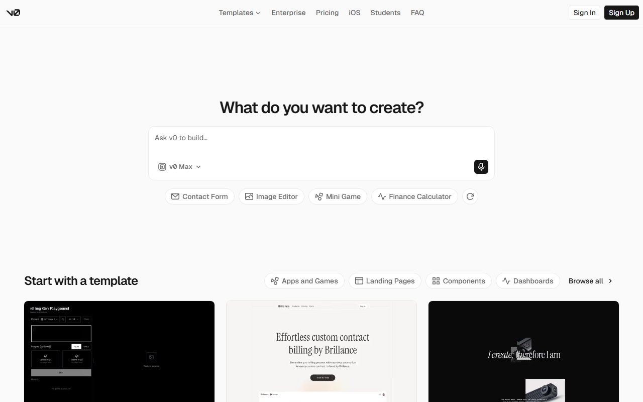 v0 screenshot 1